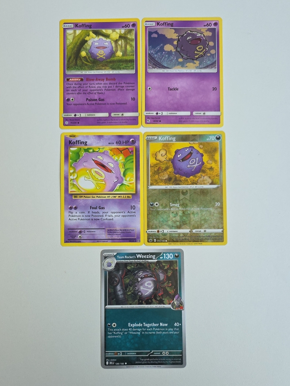 Pokemon Koffing And Team Rocket's Weezing Trading Cards